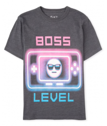 Childrens Place Grey Boss Levels Boys Graphic Tee